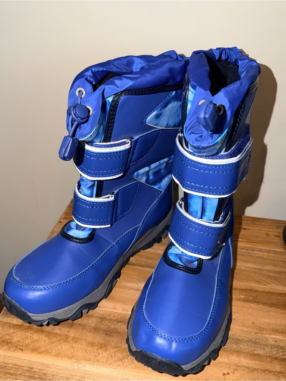 Lands' End Kids Royal Blue Snow Boots with Easy Hook-and-Loop Straps